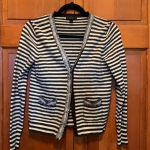 J crew fringe striped wool sweater